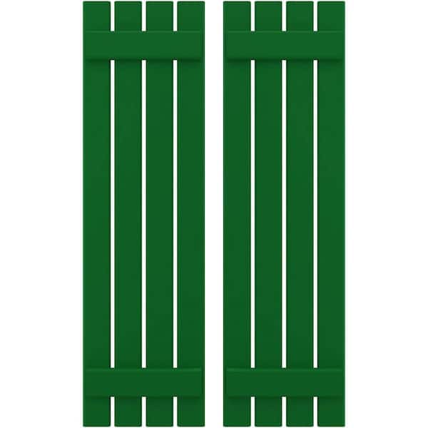Ekena Millwork 15-1/2 in. W x 38 in. H Americraft 4-Board Exterior Real Wood Spaced Board and Batten Shutters in Viridian Green