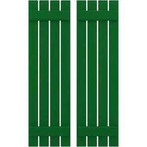 15-1/2-in W x 65-in H Americraft 4 Board Exterior Real Wood Spaced Board and Batten Shutters Viridian Green