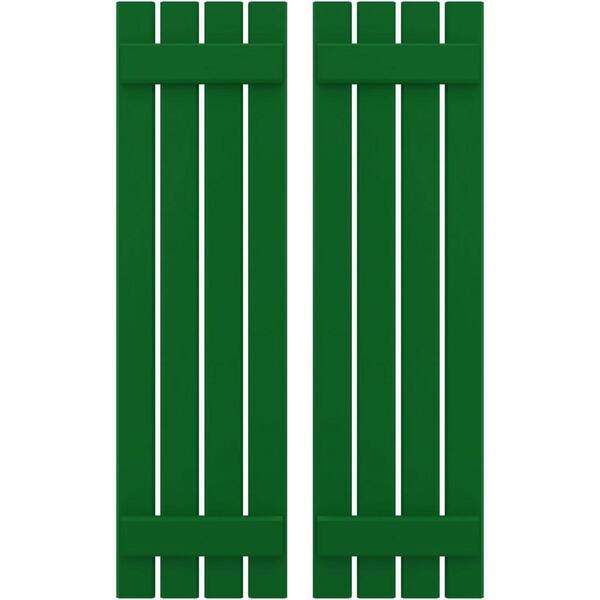 Ekena Millwork 15-1/2-in W x 66-in H Americraft 4 Board Exterior Real Wood Spaced Board and Batten Shutters Viridian Green