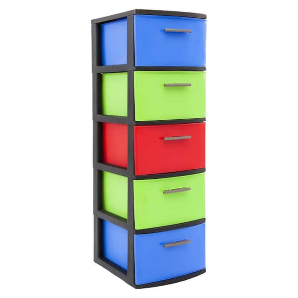 MQ 13 in. W x 39 in. H x 15 in. D 5-Drawer Resin Storage Cabinet in Bright Multi-Color