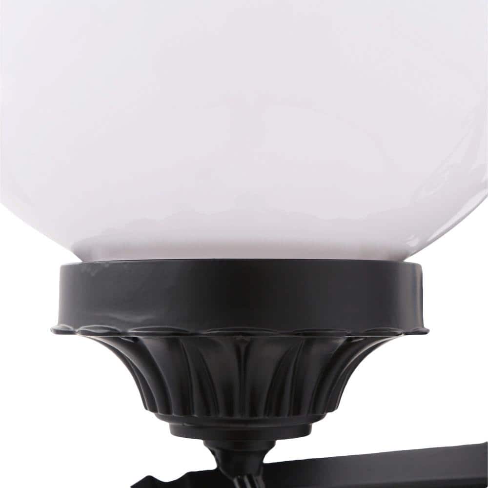 Havana Elegance 3-Light Matte Black Outdoor Post Lantern with Frosted Acrylic Globe