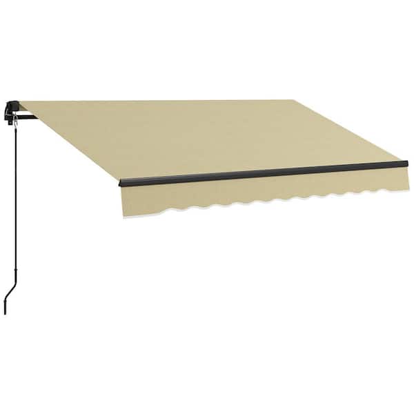 Outsunny 6.5 ft. Aluminum Frame 280 gsm Polyester Fabric Manual Crank Retractable Awning (78.75 in. Projection) in Beige