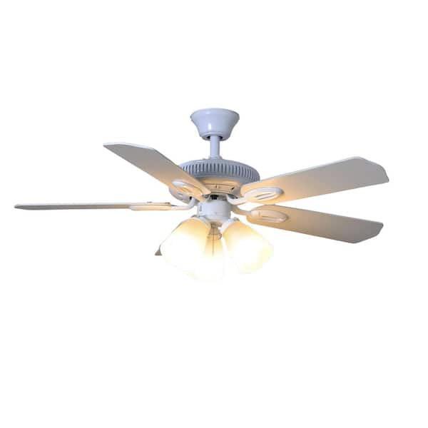 Hampton Bay Glendale 42 In Led Indoor White Ceiling Fan With Light Kit Am212 Wh The
