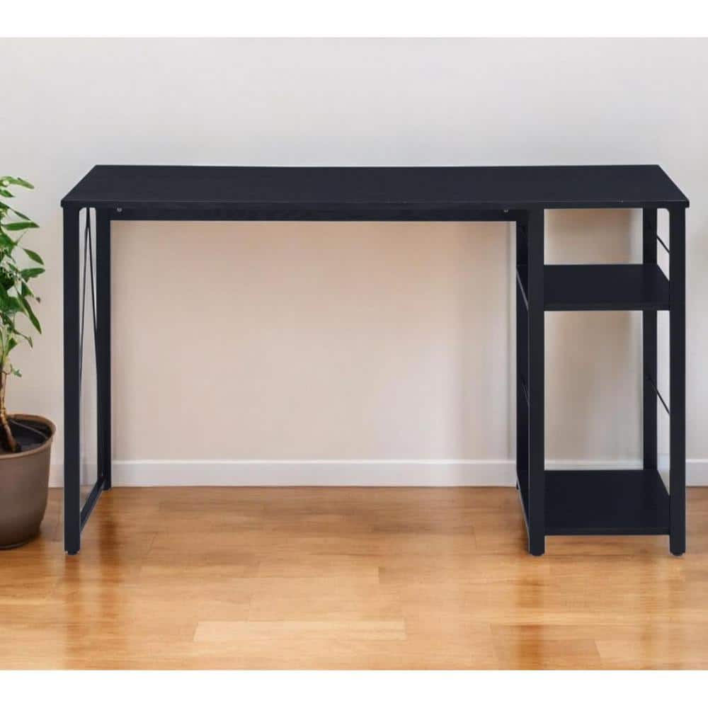 47 in. Rectangular Black Metal 0-Drawer Computer Desks