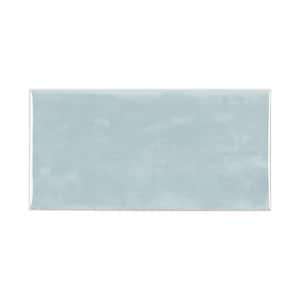 Aquamarine Blue 3 in. x 6 in. Glossy Textured Ceramic Wall Tile (0.125 sq. ft. /Each)