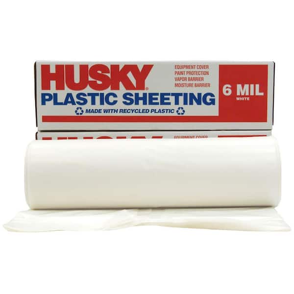 HUSKY 20 ft. x 100 ft. White 6 mil Plastic Sheeting CF0620W - The Home Depot