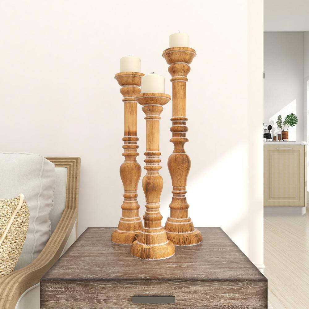 Elegant 24" Tall Wooden Candlestick with Fine Craftsmanship