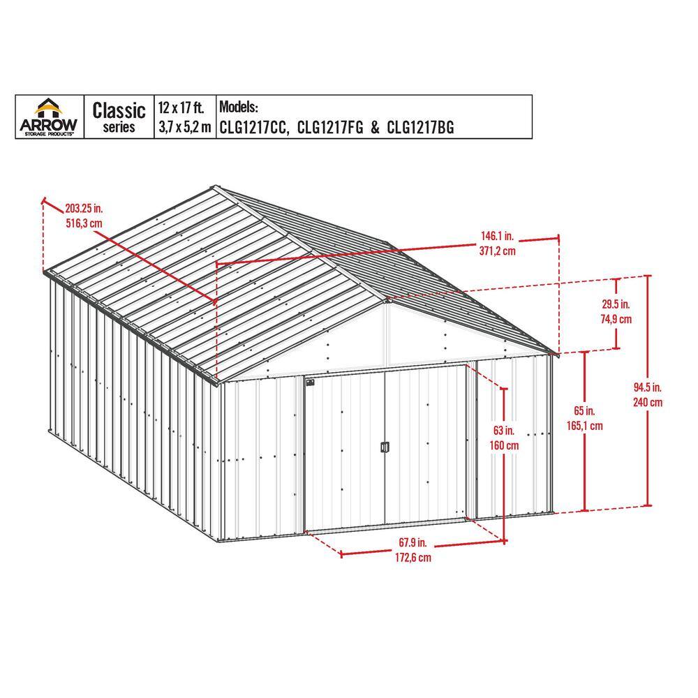 17 ft Blue Grey Galvanized Steel Storage Shed Kit