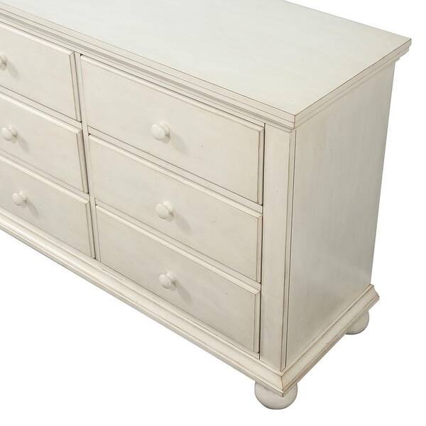 Alida 6 Drawer Antique White Dresser, Bailey 6 Drawer Double Dresser In White