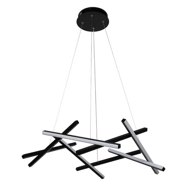CARRO Ruelle 60-Watt Integrated LED Matte Black Linear Pendant with 8 LED Planks