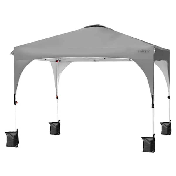 Clihome 10 ft. x 10 ft. Outdoor Adjustable Pop-up Camping Canopy Tent in Gray with Roller Bag