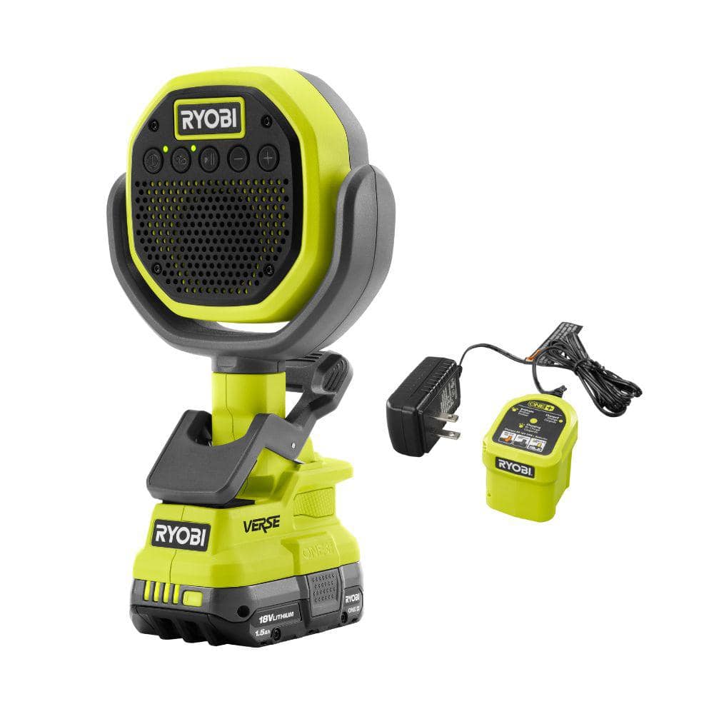 RYOBI ONE+ 18V Cordless VERSE Clamp Speaker Kit with 1.5 Ah Battery and Charger -  PCL615K1