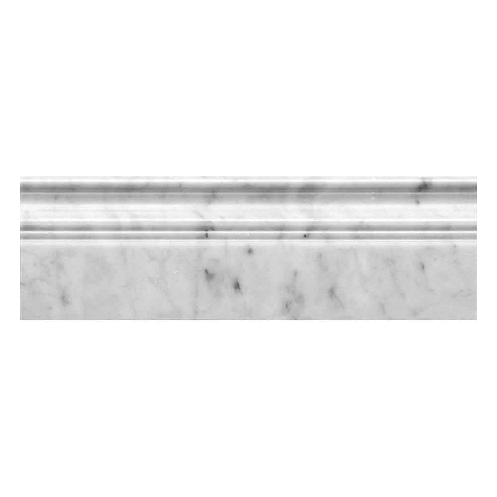 Grandis White Grandis 4 in. x 12 in. Polished Bianco Carrara Marble Baseboard Tile Trim (3.33 sq. ft./case) 10-Pack price history on PriceWatchPro
