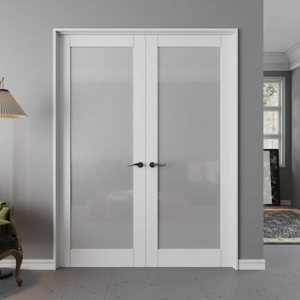 ARK DESIGN 64 in. x 96 in. Universal 1 Lite Frosted Glass White Solid ...