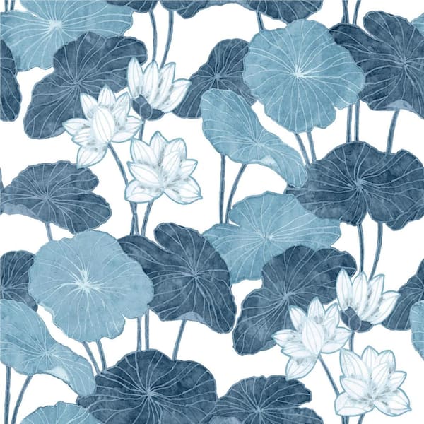 RoomMates Lily Pad Blue and White Peel and Stick Wallpaper (Covers 28.18 sq. ft.)