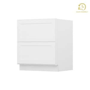 Easy-DIY 30 in. W x 24 in. D x 34.5 in. H Ready to Assemble Drawer Base Kitchen Cabinet in Shaker White with 2-Drawers