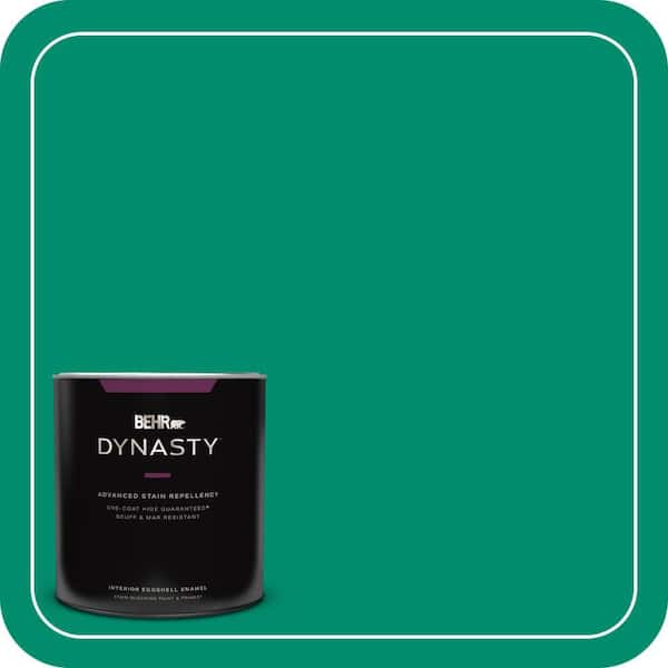 BEHR DYNASTY 1 qt. #S-G-470 Festive Green Eggshell Enamel Interior Stain-Blocking Paint and Primer