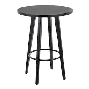 Ahoy 28.5 in. Round Black Wood Counter Height Dining Table with Round Black Footrest (Seats 2)
