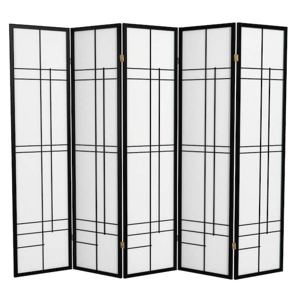 6 ft. Black 5-Panel Room Divider