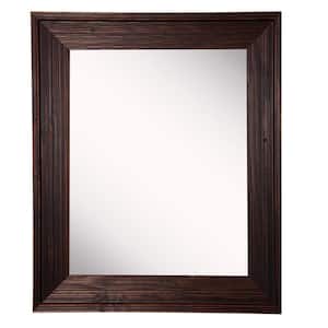 27 in. W x 33 in. H Framed Rectangular Bathroom Vanity Mirror in Brown