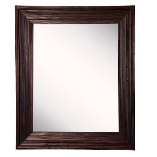 Unbranded 27 in. W x 33 in. H Framed Rectangular Bathroom Vanity Mirror in Brown