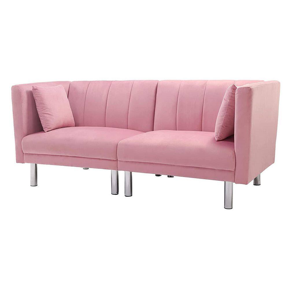 70 in. W Pink Modern Velvet Twin Size Sofa Bed QYMD6800664 The Home Depot