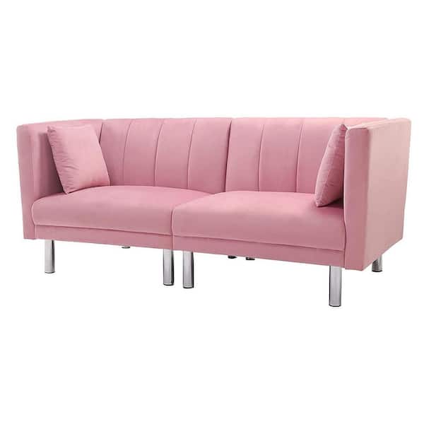 70 in. W Pink Modern Velvet Twin Size Sofa Bed QYMD6800664 The Home