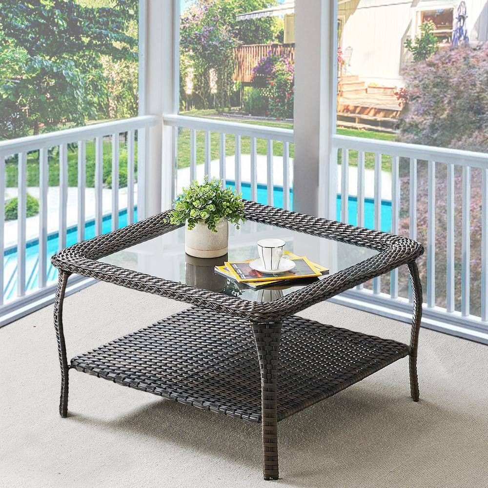Gymojoy Carolina Wicker Outdoor Coffee Table PW060 The Home Depot