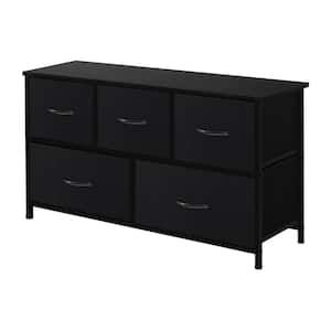 Wide Dresser Storage with Sturdy Frame, 5-Drawers of Organizer, Black