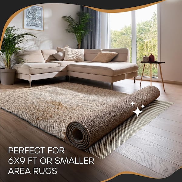 6 ft. x 9 ft. Premium Grip and Dual Surface Non-Slip Rug Pad in White