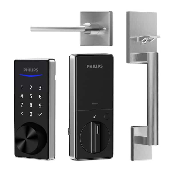 Bluetooth Touchscreen Smart Deadbolt with Door Handleset-Satin Nickel