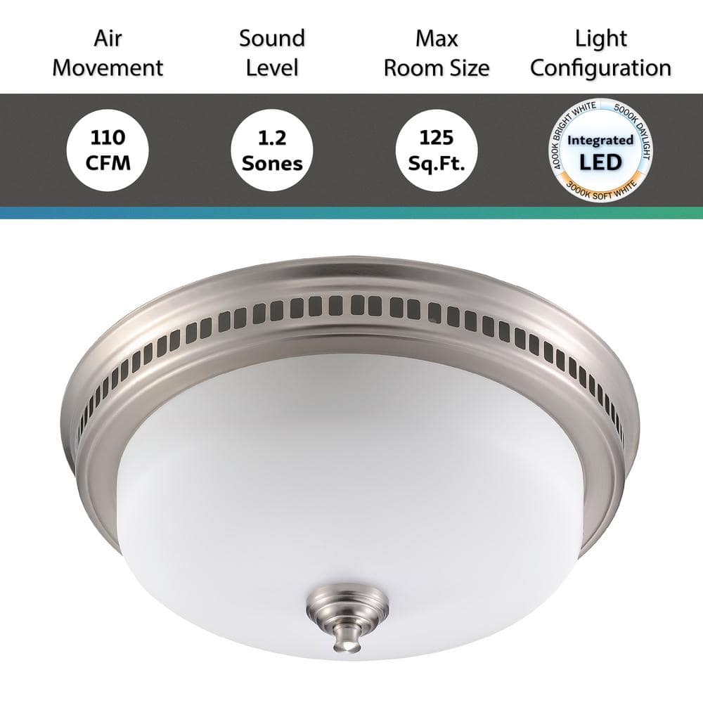 Round Brushed Nickel LED Ceiling Mount Exhaust Fan