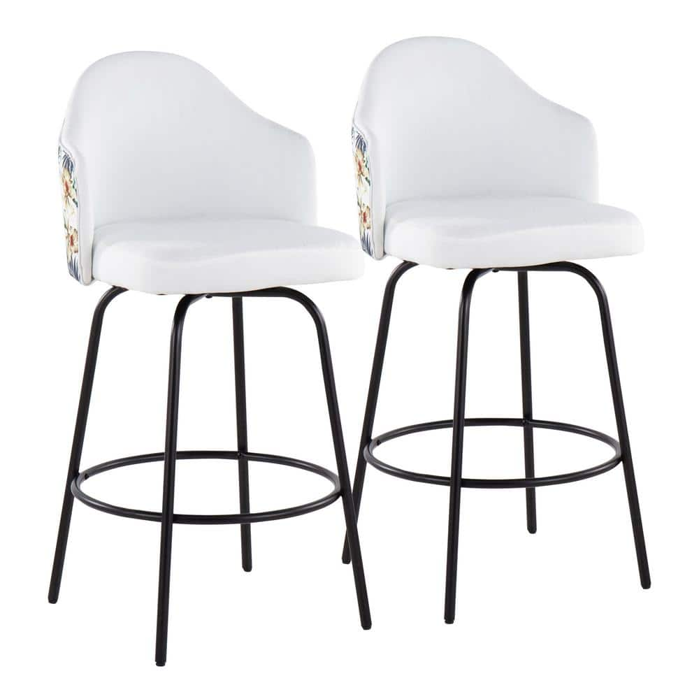 lumisource-ahoy-upholstered-37-in-white-fabric-floral-print-counter-height-bar-stool-with