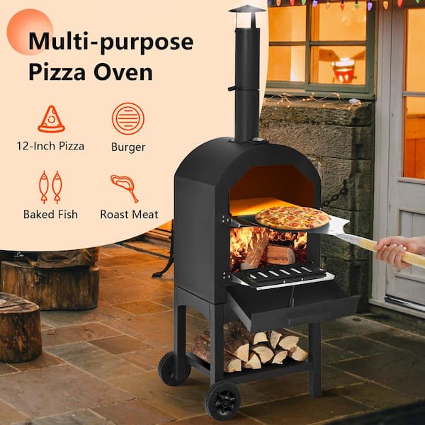 Costway Oven Wood Fire Pizza Maker Grill Outdoor Pizza Oven with