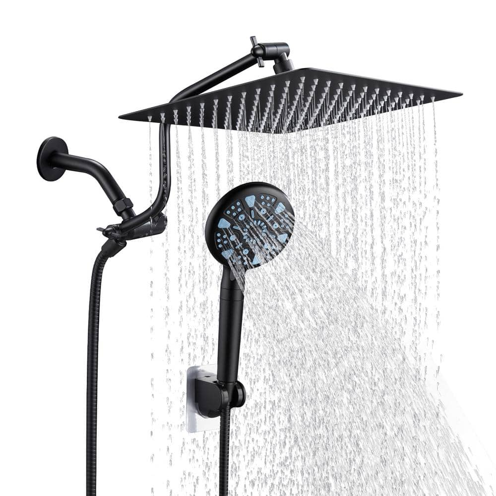 cobbe Rainfull 2-in-1 9-Spray Patterns Adjustable Fixed Dual Shower ...