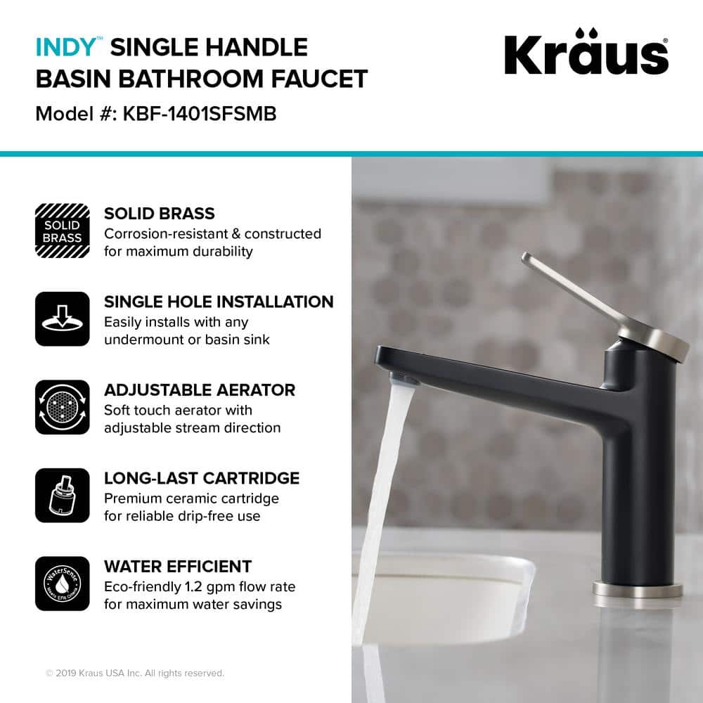 Slimline Indy 6.75" Spot Free Stainless Steel Single Handle Bathroom Faucet