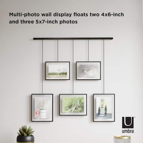 White 23" Multi Photo Frame Rail Set Hanging Picture Modern Display Wall Art 