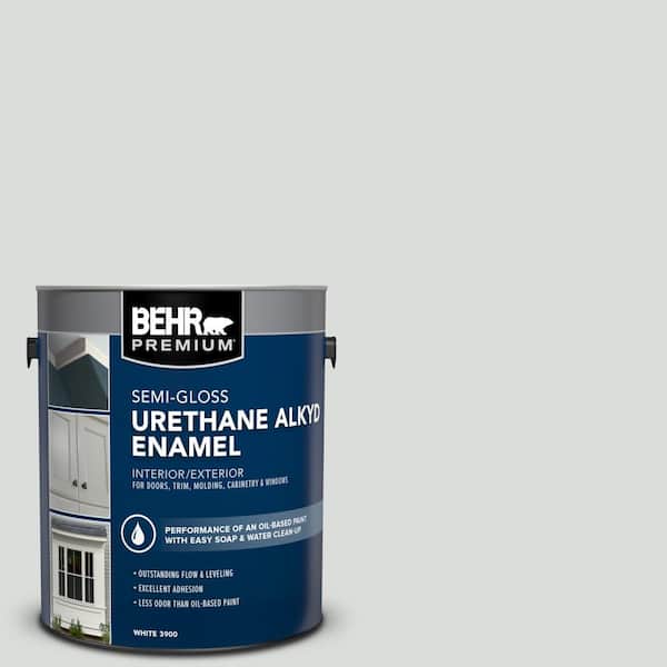 BEHR PREMIUM 1 gal. #N500-1 Shiny Luster Urethane Alkyd Semi-Gloss Enamel Interior/Exterior Paint