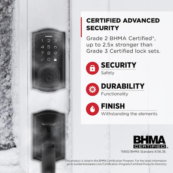Kwikset Matte Black SmartKey Deadbolt ANSI/BHMA Grade 3 2-3/4 in. Kwikset Matte Black SmartKey Deadbolt ANSI/BHMA Grade 3 2-3/4 in.