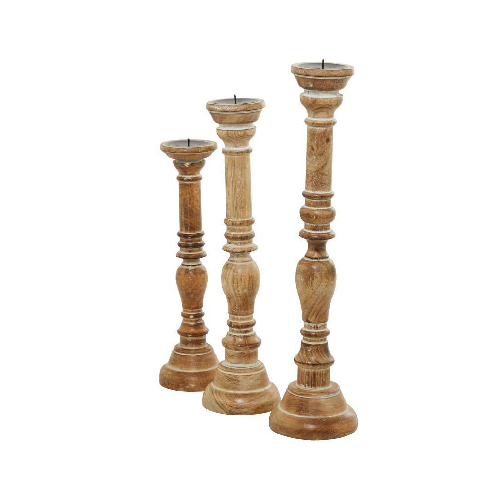 Elegant 24" Tall Wooden Candlestick with Fine Craftsmanship