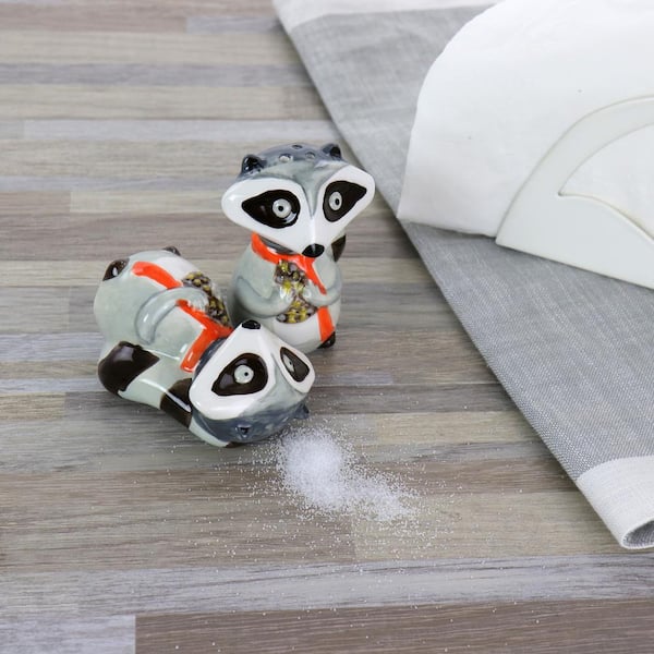 Gibson Home Woodland Raccoon 2-Piece Multi-Color Hard Dolomite