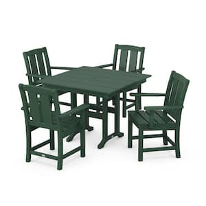 Mission 5-Piece Farmhouse Plastic Square Outdoor Dining Set in Green