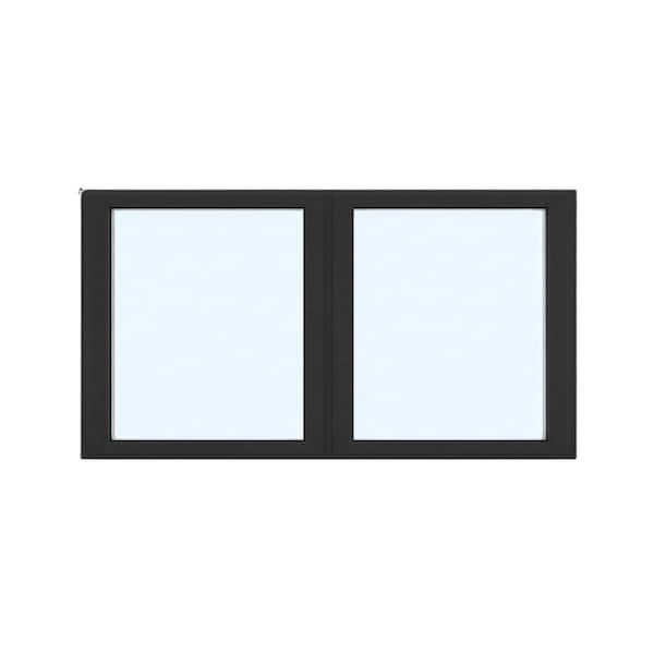 72 in. x 48 in. Elite Euro Black Exterior/White Interior Vinyl Double Sash Tilt and Turn Window, LHS/RHS Inward Swing