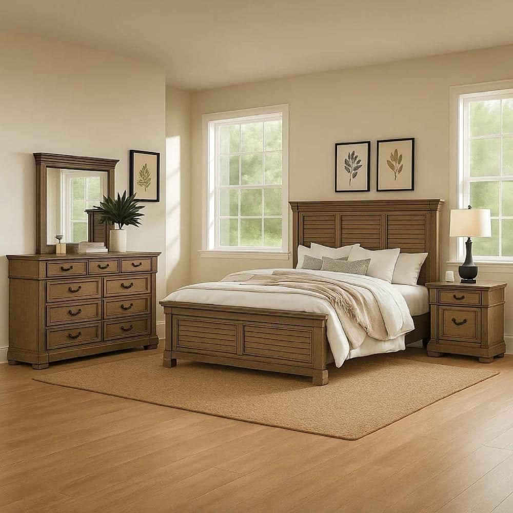 Roi 4-Peice Weathered Gray and Black Wood Queen Bedroom Set price history on PriceWatchPro