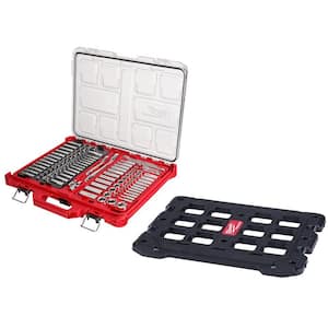 3/8 in. and 1/4 in. Drive SAE/Metric Ratchet and Socket Mechanics Tool Set w/PACKOUT Case (106-Piece) & Mounting Plate