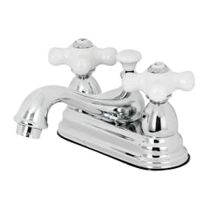 Restoration 4 in. Centerset 2-Handle Bathroom Faucet with Brass Pop-Up in Polished Chrome