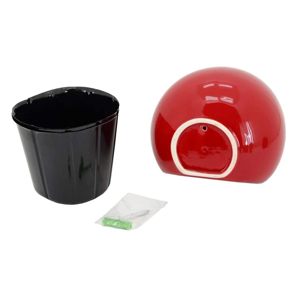 Small Red Ceramic Round Wall Planter Set