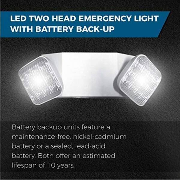 OTYTY Emergency Lights for Home Power Failure, LED Emergency Lights with  Battery Backup, 2 Adjustable Heads Lamp & 90-Minute Minimum Capacity,  Ultra-Bright 200 Lumens, UL Certified, 2 Pack 