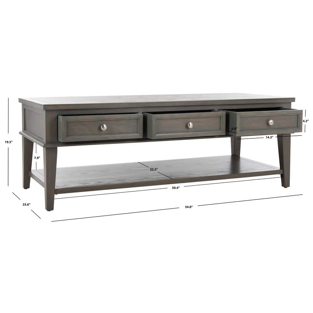 Transitional Ash Grey Rectangular Coffee Table with Storage