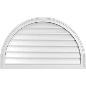 36 in. x 22 in. Round Top White PVC Paintable Gable Louver Vent Non-Functional